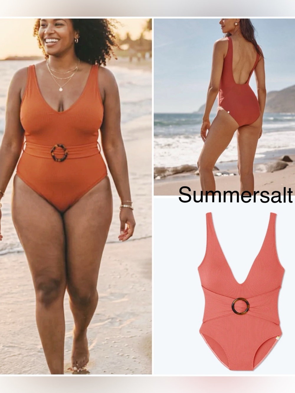 NWT Summersalt ribbed belted backflip one-piece swimsuit